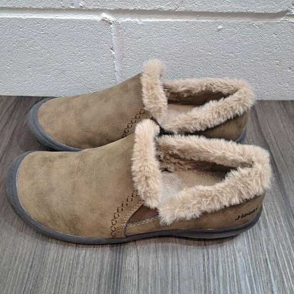 JSPORT Women's Casual Memory Foam Faux Shearling Brown Slip On Shoes Size 7.5 M - Picture 2 of 9
